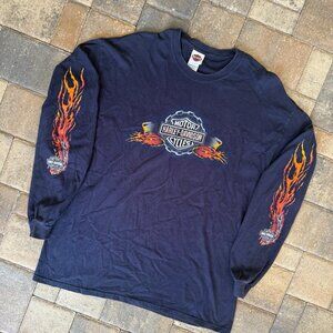 Y2K Harley Davidson Flame Chain long sleeve shirt